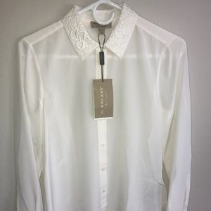 Burberry Embroidered Collar Silk Shirt